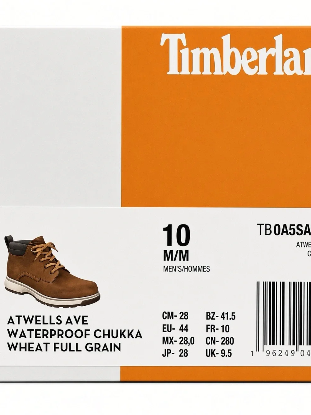 Timberland Atwells Ave Waterproof Chukka Boots Men’s 10 Wheat + Box